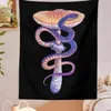Grzybowy dywan wiszący czarny gobelin kolorowy wąż graficzny dywaniki estetyczne salon sypialnia wystrój domu J220804