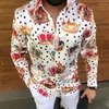 Casual shirts voor heren 2022 European USA Fashionturn-Down kraag kroon geprint shirt heren zijden satijnen feest slanke fit man lange mouw