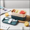 Ensembles De Vaisselle Boîte À Lunch Bento Pour L'école Enfants Employé De Bureau Pique-nique Double Couche Japonais Micro-Ondes Portable En Plastique Containe Mxhome Dhbsx