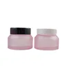 Frasco de vidrio rosa mate esmerilado Botella de crema facial vacía Tapa de rosca con tapa interior Contenedor de embalaje cosmético Ollas recargables portátiles 15G 30G 50G