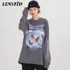 LENSTID Uomo Hip Hop Streetwear T-shirt con stampa angelo Harajuku Magliette oversize T-shirt manica lunga Moda T-shirt grande Cotone Tops Tees 220819