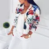 Jackets femininas estampadas florais primavera outono de manga longa com zíper -bombardeiro fora do bolso casual slim streetwear fêmea plus size casaco 220819