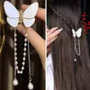 À la mode papillon longue perle frange pince à cheveux pinces coiffure mini queue de cheval Barrette cheveux accessoires pour femmes ornement