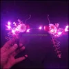 Fleurs décoratives Couronnes Enfants Adts Bandeau Mignon Led Glowing Elk Antlers Renne Cerf Chat Oreille Light Up Party Festival Y Bdesybag Dhwgm