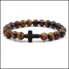 Beaded Strands Tiger Eye Stone Bracelets Bangles Natural Bracelet Cross Drop Delivery 2021 Jewelry Mjfashion Dhpvs