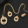 Brincos colar de jóias exclusivas conjuntos de jóias redondas anel círculo de zircônia cúbica Casamento Redicável para brincos de Womenearrings