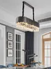 Pendant Lamps Art Deco Black Golden Stainless Steel Crystal Chandelier Hanging Lamp Lighting Lustre Fixture For FoyerPendant