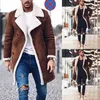 Homens de moda Faux Fur Lambool Trench Coat Winter Warm Jacket Chenos