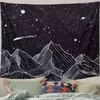 Sun Moon Mountain Tapestry Wall Hanging Black White Ancient Witchcraft Hippie starry sky Living Room Home Dorm Decor J220804