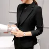 Czarne kobiety Blazer Formal S Lady Office Rait Suit Pockets Kurtki Płaszcz Slim Femme 220819