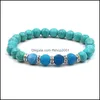 Beaded Strands Turquoise Stone Bracelet Tiger Eye White Agate Natural Bead Luxury Jewelry Men Beaded Bracelets Drop Delive Ffshop2001 Dhug4