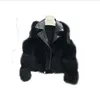 Дизайнерская одежда Женская куртки пушистые коричневые укороченные женщины настоящие меховые пальто с лисой меховой зимой модный модный мотоцикл в стиле меховой курт