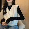 Damestruien 2021 Nieuwe trui Vest Women V Nek Solid losse casual Koreaanse stijl mode lente herfst mouwloze truien paarse blauw ZY5817 J220915