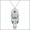 Pendanthalsband Feather Tassel Bohemian Statement Necklace Jewelry Bohemia Turquoise Drop Delivery 2021 Pendants DHSeller2010 DHIF7