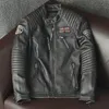 Giacca da motociclista in vera pelle per uomo Giacche da motociclista stile Cappotto sottile primaverile in pelle bovina da uomo Giacca da motociclista in pelle di vacchetta di alta qualità Cappotto firmato Giacca firmata 401