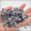 Arti e mestieri all'ingrosso di moda di buona qualità naturale fluorite pietra pilastro fascini punto chakra pendenti per gioielli Maki Sports2010 Dhlci