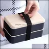 Dijksets Sets Dubbele lagen Lunchbox met lepel mode draagbare magnetron bento gezonde plastic opslagcontainer lunchb yydhhome dhhgd