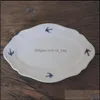 Dinnerware Sets Japanese Vinatge Relief Hand Painted Swallow Ceramic Plate Retro Flying Dessert Cake Drop Delivery 2021 Home Ga Mjbag Dhgft