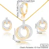Ohrringe Halskette exklusive Schmucksets runden Kreis Ring Kubikzirkonias Hochzeitsrückgang für Frauenohrringe Ohrringe
