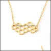 H￤nge halsband charm s￶t enkel bikupa bin honungsbi halsband krage hexagon choker droppleverans 2021 smycken h￤ngen mjfashion dhf7s