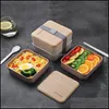 Servis upps￤ttningar MTI-Funktionell mikrov￥gsugn Lunch Box Japanese Wood Bento 2 Layer Container Lagring Portable Kitchen Drable Packing2010 DHACV