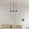 Pendant Lamps Nordic Post-modern Geometric Long Line Chandelier Lights Simple Creative Living Room Dining Hanglamp Luminaire Lamparas LedPen