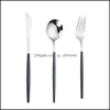 Dinnerware Sets Sierware Cutlery Spoon Conjunto de faca preta Mirror Faca de aço inoxidável entrega de cozinha 2021 jardim em casa ki yydhome dhoqy