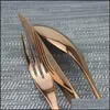 Dinnerware Sets Rose Gold 5Pcs Portable Travel Cutlery Set Knife Fork Spoon Dessert Teaspoon Sierware Stainless Steel Drop D Yydhhome Dh9Dk