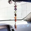 Natürliche siebenfarbene Kristallkunst Energie Stein Chakren Auto Anhänger handgewebte Reiki-Quarz-Anhänger