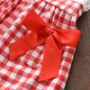 Bear Leader Lace Girls Summer Lolita Dress Fashion Red Plaid Bow Baby Barn Födelsedagsklänningar Barn Princess Kläder kläder Y220819