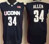 Maglie da basket vintage Uconn Huskies 15 Kemba Walker 34 Ray Allen College Blu Bianco da uomo cucite