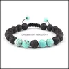 Kralen strengen 8 mm turquoise armband sieraden vulkanische stenen energie lava weef instelbaar paar druppel afgifte 2021 armband ffshop2001 dhjqe