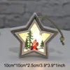 خشبية LED عيد الميلاد شجرة معلقة زخرفة سانتا كلوز الثلج الديكور شنق الحلي مع خفيفة جرس نجمة الجرس على شكل BH7423 TYJ