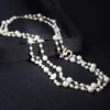 Women Long Chains Layered Pearl Beaded Necklace Collares de moda Number 5 Flower Party Jewelry276w