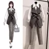 دعاوى Work Pant Suits OL 2 قطعة للنساء بالإضافة إلى الحجم قميص سراويل كبيرة الحجم بدلة للنساء مجموعة Office Lady Outfits 220819