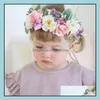 Hårtillbehör Europe Summer Baby Girls Floals Headband Bunny Flower Crown Pography Props Band Accessory MxHome Drop Deliver MxHome Dhkoq