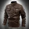 Jackets masculinos Autumn Leather Jacket Men Motorcycle Pu Biker Coffee Casual Casual Casual Vintage para Outwearmen's