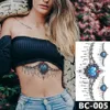 Waterproof Temporary Fake Chest Body Art Tattoo Jewelry Lace Totem Lotus Mandala tatto Decal Waist Art Tatoo Sticker Women Size 34.5X13cm