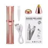 Bärbar 2 i 1 Electric Epilator Eyebrow Trimmer Female Body Facial Lipstick Form Hårborttagning Kvinnor smärtfri Razor Shaver1885264