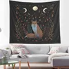 Lune Fleur Papillons Tapis Tenture Murale Tapis Boho Fleurs Célestes Esthétique Noir Art Couverture Pour La Décoration De La Maison J220804