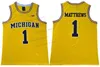 Chris Webber 4 NCAA Michigan Kolej Basketbol 2 Jorda Poole 5 Jalen Rose Jersey Juwan Howard 25 1 Charles Matthews Sarı Erkek Üniforma SPO