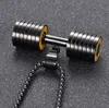 Fashion jewelry stainless steel fitness dumbbell pendant necklace trendy sports accessories steel pendant men chain 220818