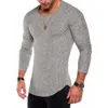 Camiseta de manga larga de primavera para hombre en 6 colores, camiseta informal de cuello redondo a rayas con ajuste elástico, ropa de calle divertida, camiseta sólida, camisetas de Hip Hop 220819