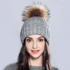 Xthree Knitted Hat for Women Winter Wool Luxury Beanies Real Fur Pom Girl Gorro Female Cap 220819