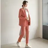 Calças femininas de duas peças de alta qualidade mulheres conjunto formal escritório senhoras trabalho desgaste feminino pant ternos elegante estilo uniforme de negócios 2 peças trou