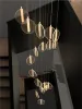 Lámparas colgantes LED para escaleras, lámpara colgante moderna para vestíbulo de Hotel y Villa, lámpara colgante creativa para Loft dúplex, lámpara de araña larga giratoria para decoración del hogar