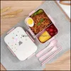 Vaisselle Ensembles Mignon De Bande Dessinée Boîte À Lunch Micro-ondes Conteneur De Stockage Enfants Enfants École Bureau Portable Bento Boxdinnerwa Emballage2010 Dhgw4