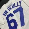 Vin Scully Jersey Voice 1950 2016 패치 67 화이트 블루 그레이 블랙 쿨 베이스 홈 웨이 자수