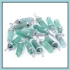 Arti e mestieri all'ingrosso di moda di buona qualità naturale fluorite pietra pilastro fascini punto chakra pendenti per gioielli Maki Sports2010 Dhlci