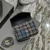 أعلى جودة كلاسيكية صندوق تويد أكياس تويد الكتف كورس جيب سلسلة الأكياس مغلف كبيرة الحجم صغير الماس مصمم حقيبة الشبكة الماس تغطية حقائب اليد القابض 20 سم